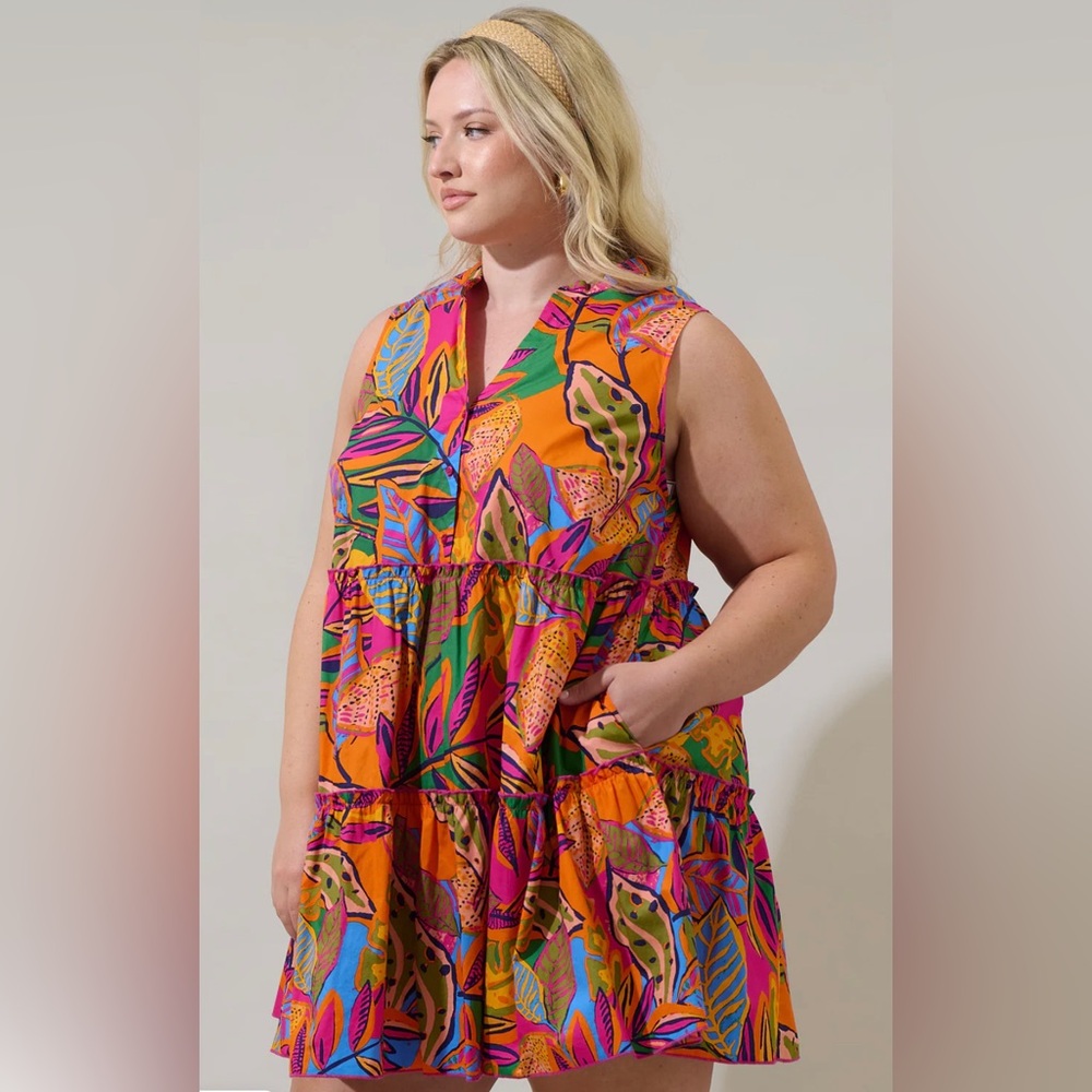 NWT Sugarlips Vibrant Multicolor Sleeveless Dress size 3X 🌸🌺🌹 BRB SL 2 - Picture 3 of 7